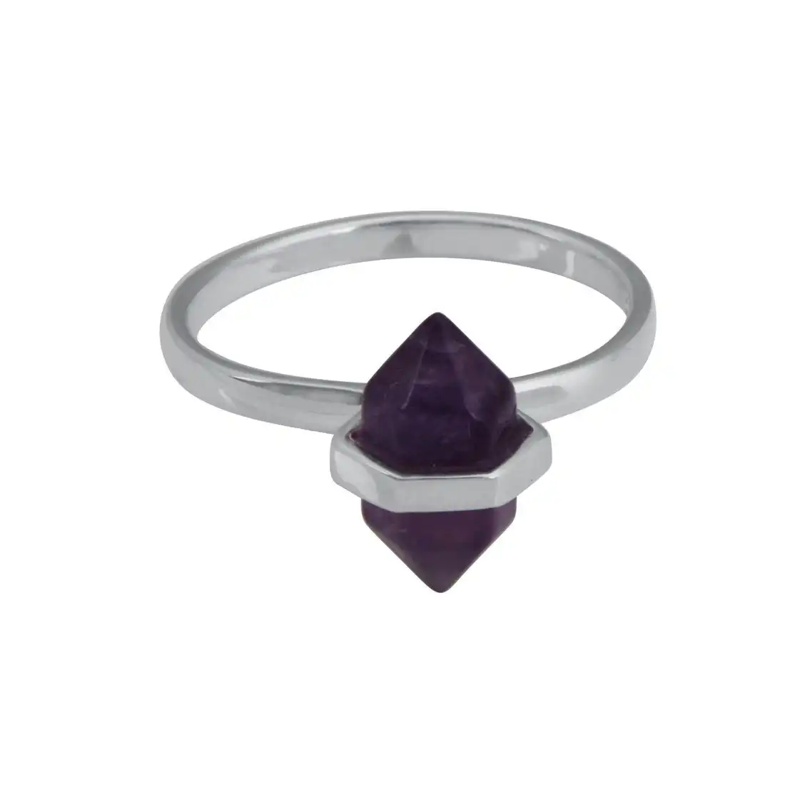 Sterling Silver Oval Purple Amethyst Stackable Ring