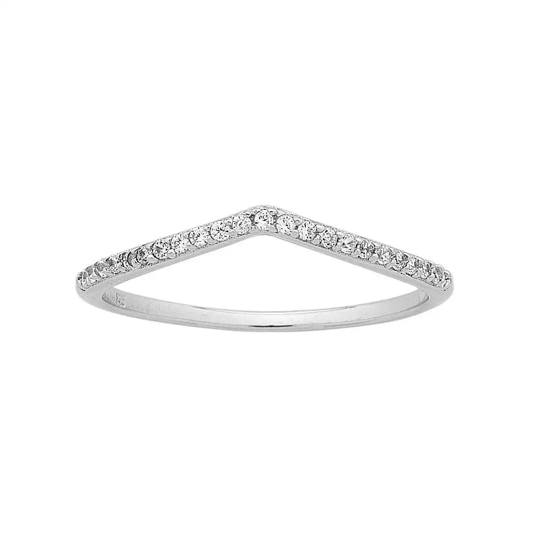 Sterling Silver Cubic Zirconia Small V Ring