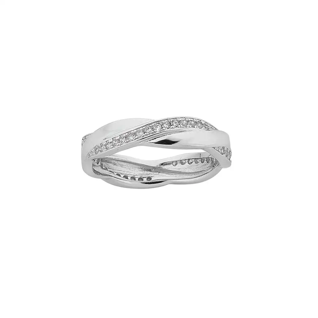 Sterling Silver Cubic Zirconia Interlocking Stackable Ring