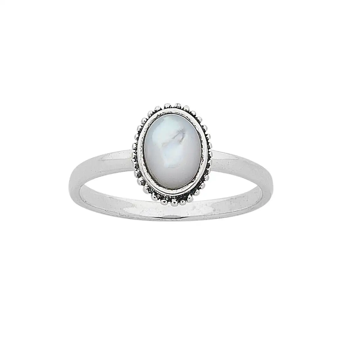 Sterling Silver White Mother of Pearl Ring