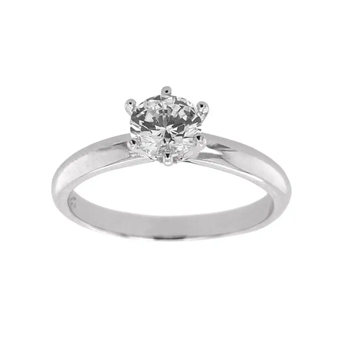 Sterling Silver Cubic Zirconia 6mm Solitaire Ring