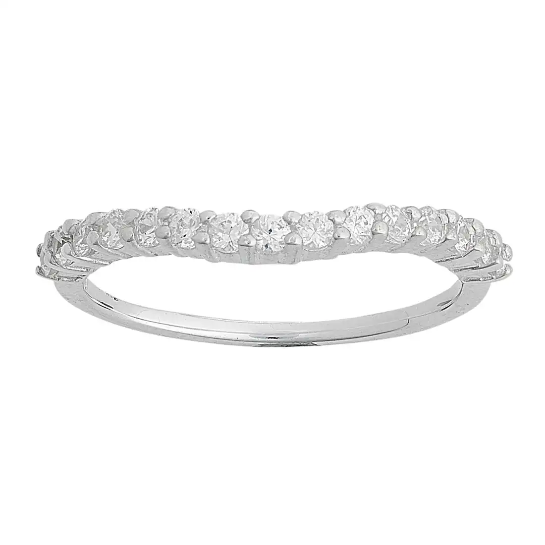 Sterling Silver Cubic Zirconia Wishbone 'V' Ring