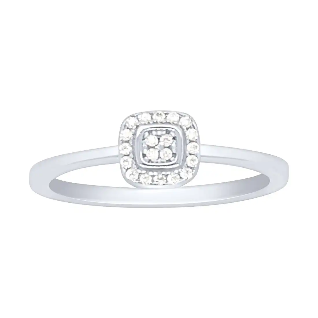 Sterling Silver Cubic Zirconia Cushion Look Halo Ring