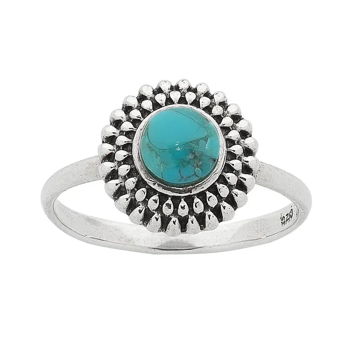 Sterling Silver Turquoise Centre Stackable Ring