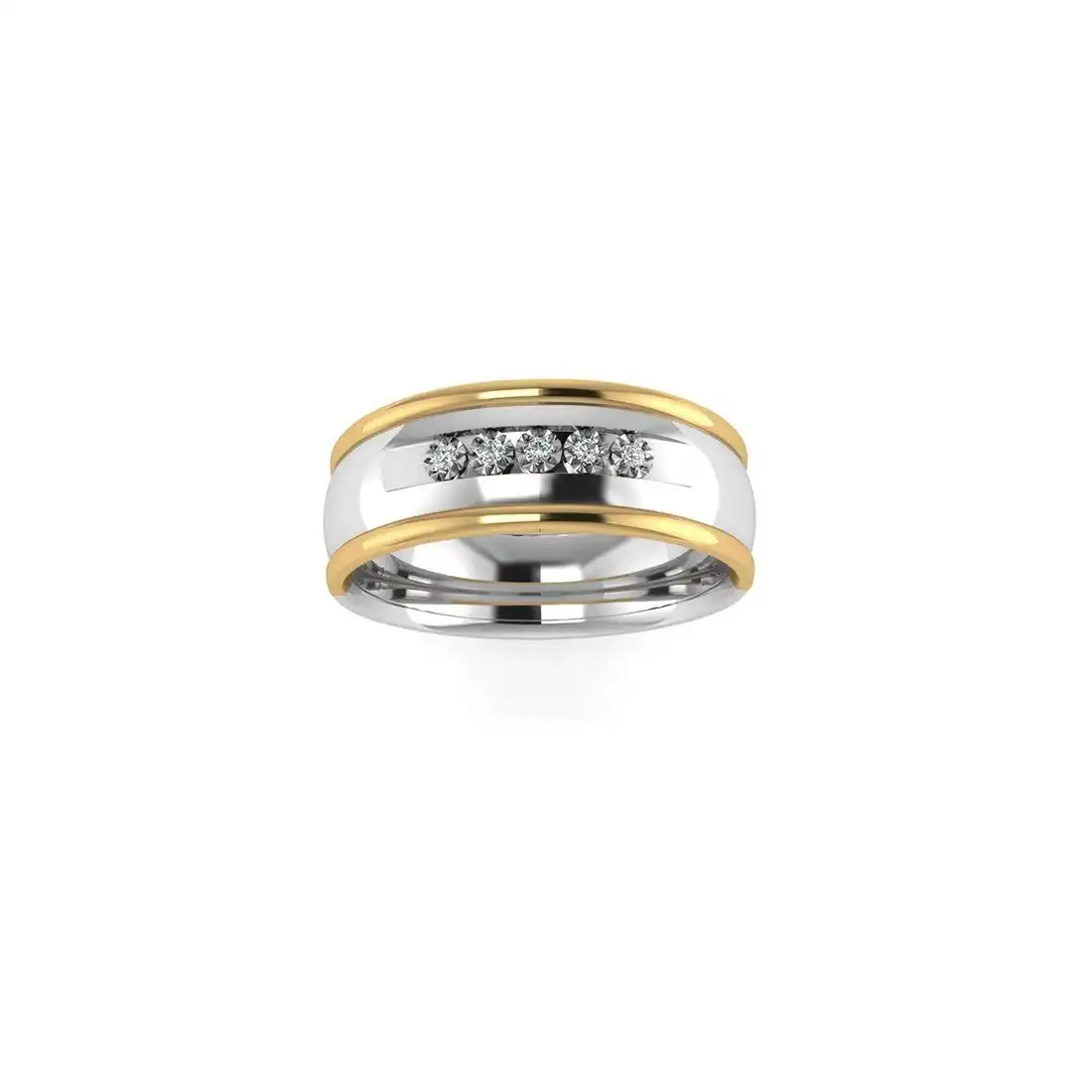 Sterling Silver & 9ct Yellow Gold Men's Ring