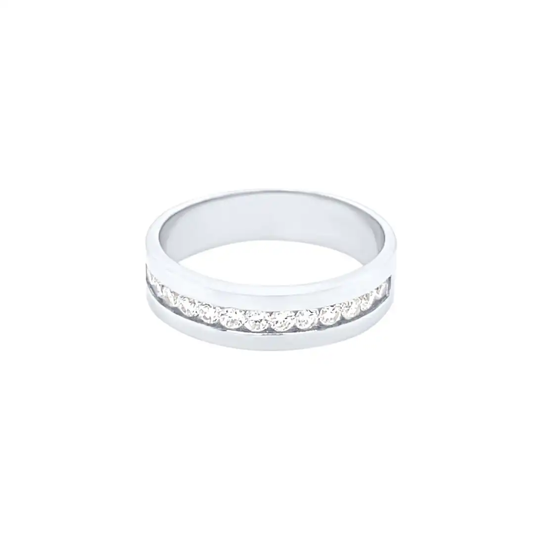 Sterling Silver Channel Ring with Cubic Zirconia