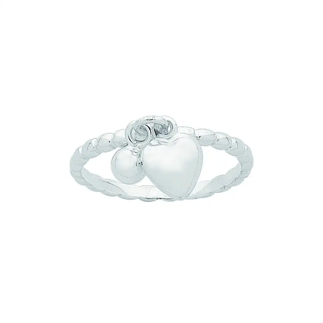Sterling Silver Ball and Heart Charm Stackable Ring