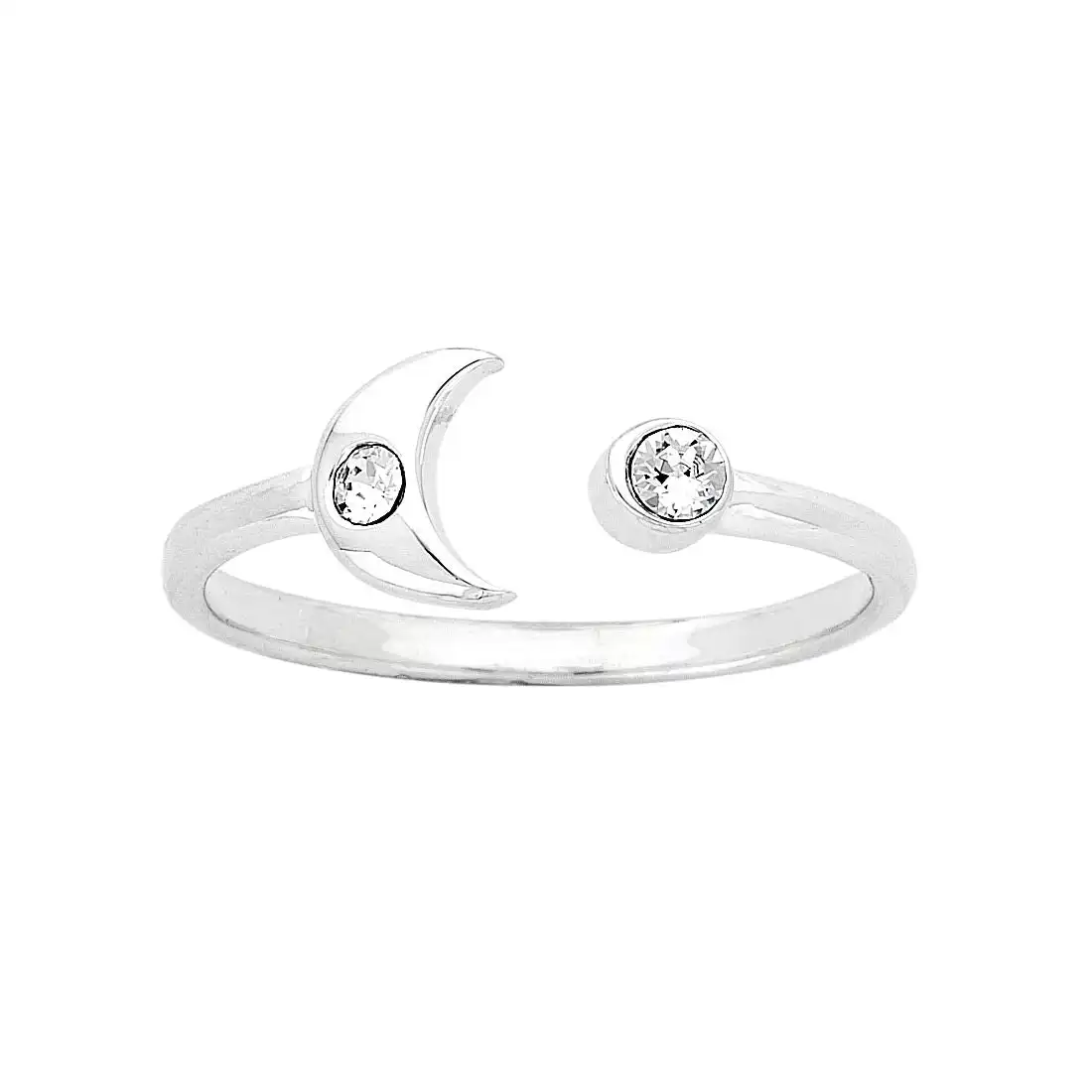 Sterling Silver Cubic Zirconia Moon Ring