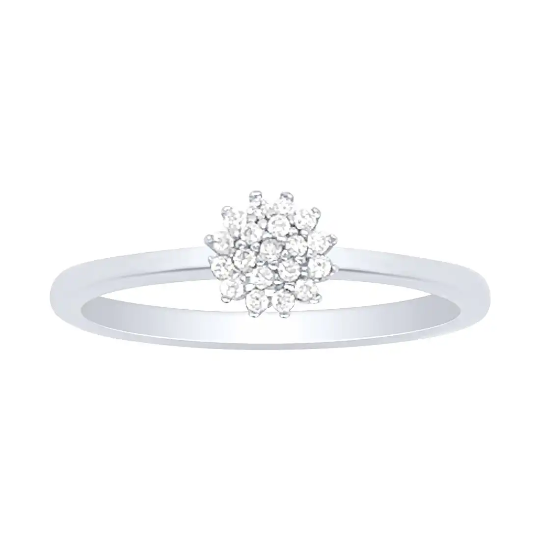 Sterling Silver Cubic Zirconia Cluster Flower Ring