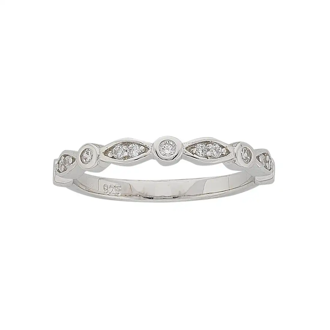 Sterling Silver Bezel Set Cubic Zirconia Stackable Ring