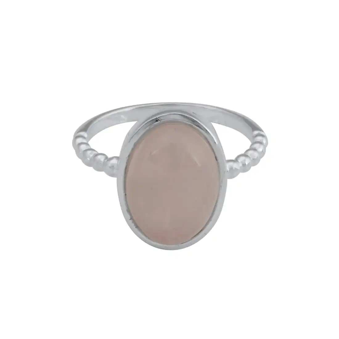 Sterling Silver Oval Rose Quartz Stackable Ring