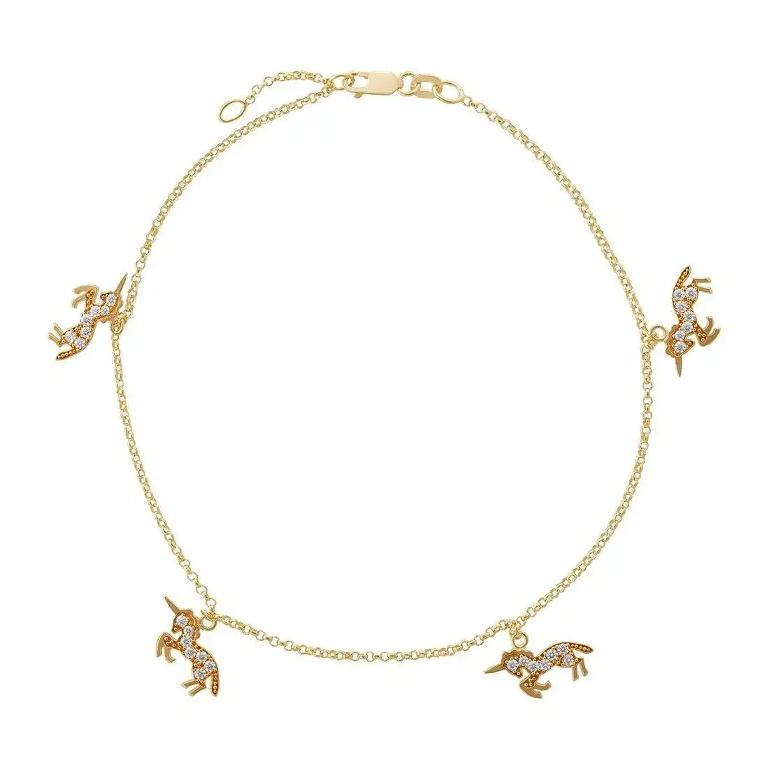 9ct Yellow Gold Silver Infused Unicorn Anklet