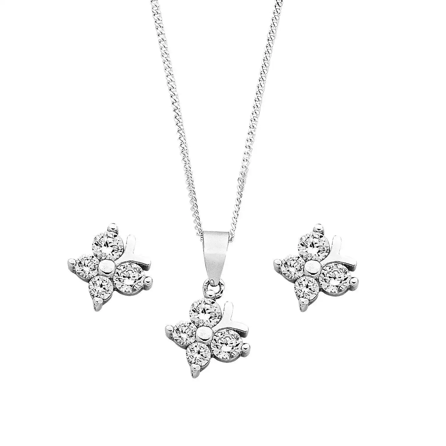 Children's Sterling Silver Butterfly Necklace & Earring Set