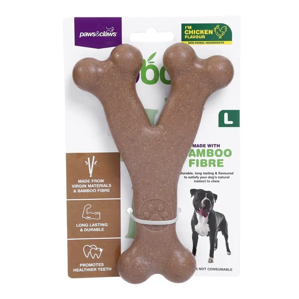 Paws & Claws BooBone 17.5cm Bamboo Fibre Wishbone Dog Chew Treat/Toy Asst Flav