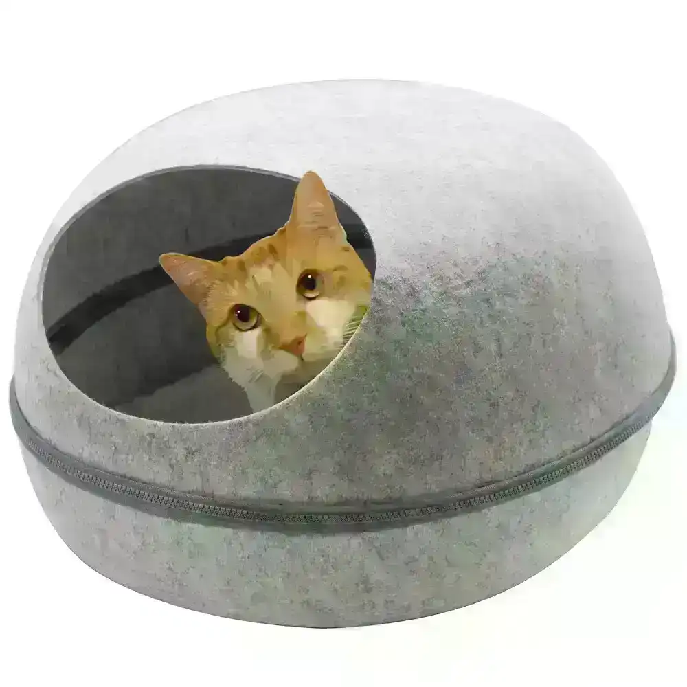 Paws & Claws 48x38cm Pets/Kitten/Cat Cave Bed w/ Washable Cushion Large Grey