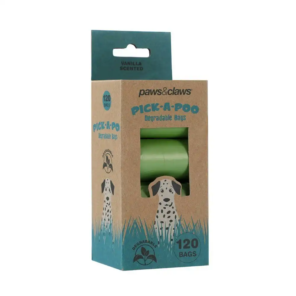 120pc Paws & Claws Pick-A-Poo Vanilla Scent Degradable Dog Poop/Litter Waste Bag