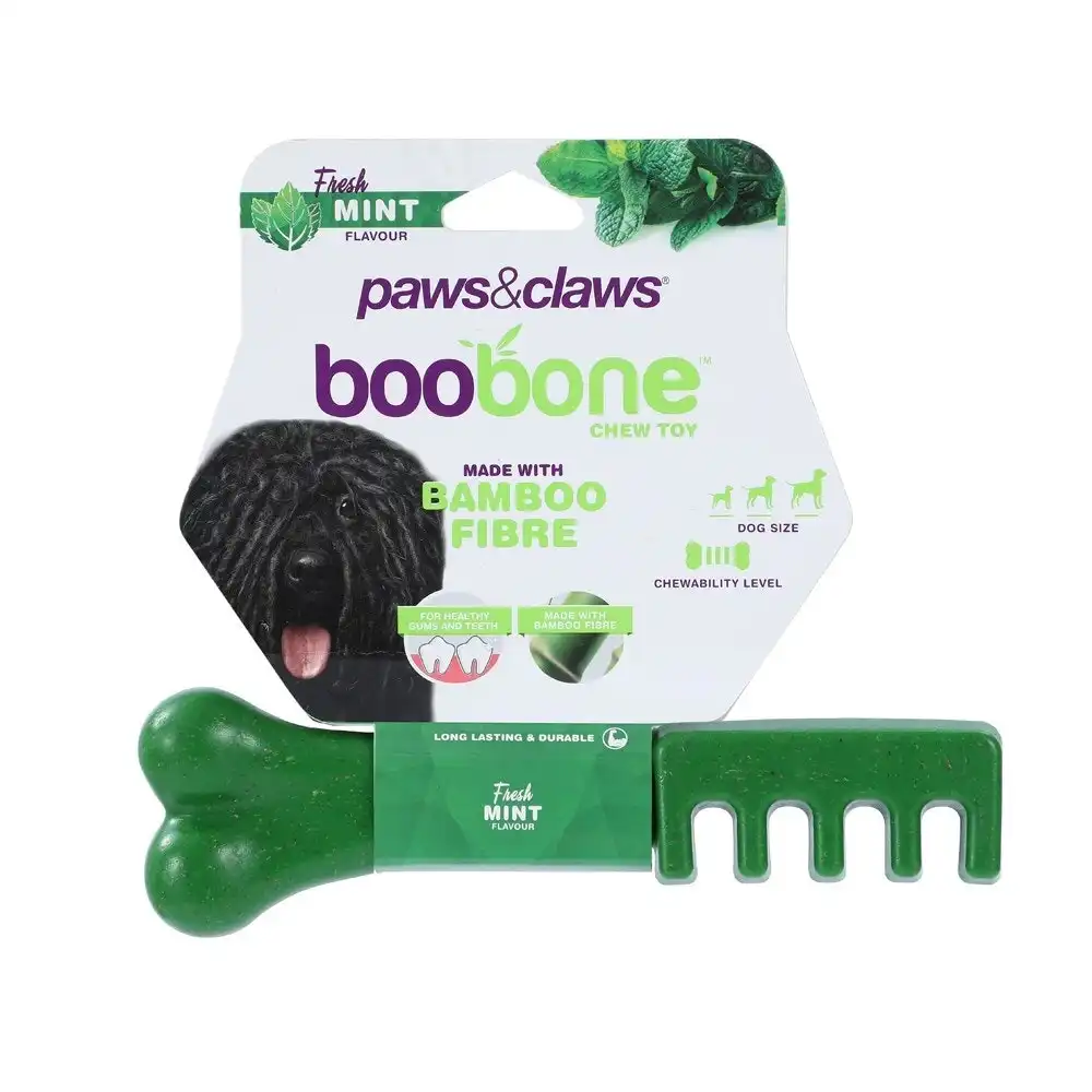 Paws & Claws 18.5cm Boobone Bamboo Toothbrush/Chew Toy Mint Pet/Dog Oral Health