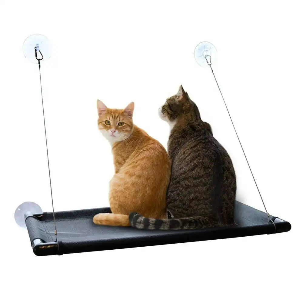 Paws & Claws Window Seat Mounted Pet Cat Hammock Hanging/Resting Shelf Black