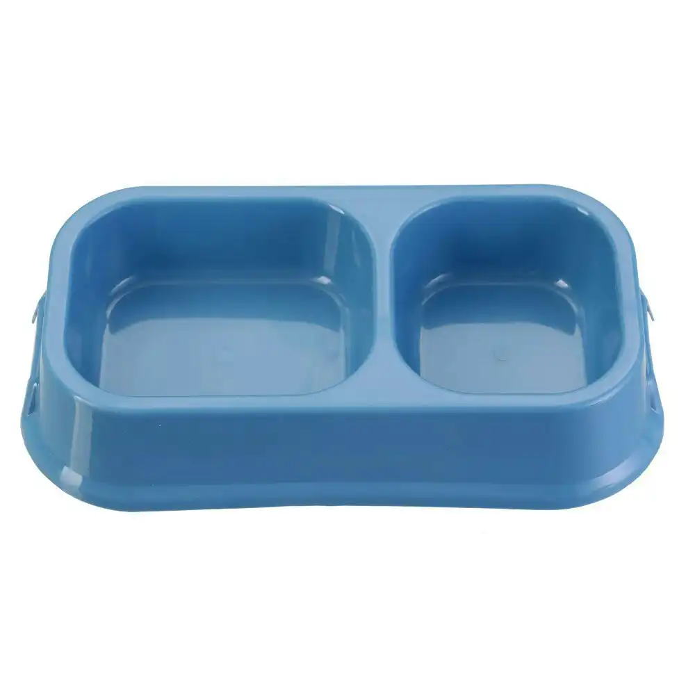 Paws & Claws 32cm Pets/Dogs Square Essentials Dual Bowl/Dishes/Feeders Assorted