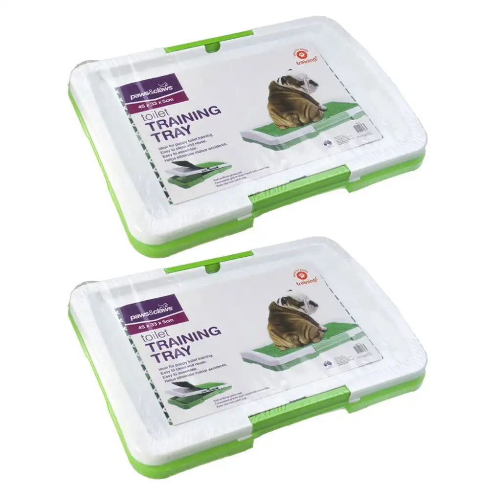 2PK Paws & Claws 45cm Pet/Puppy Dog Toilet Training Tray Grass Pad/Pet Green/WHT