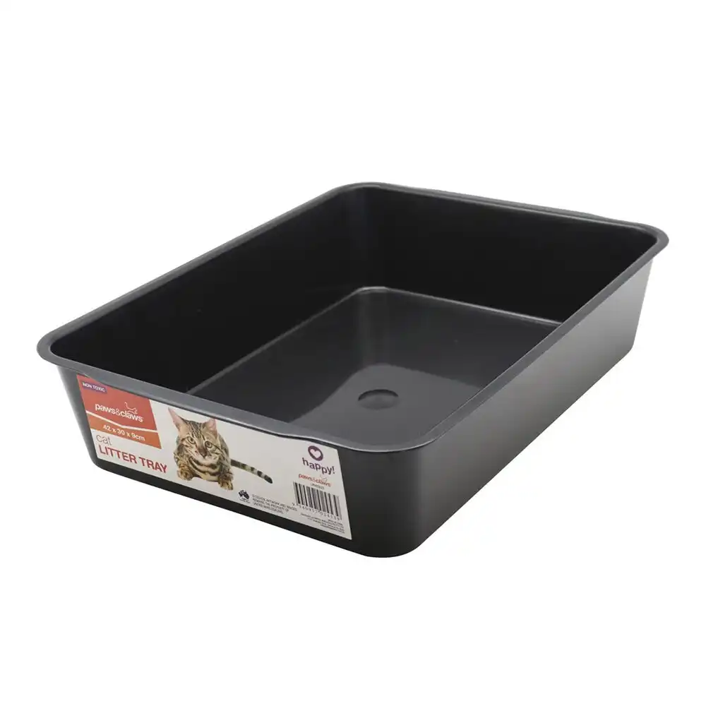 Paws & Claws 41.5cm Portable Cat/Kitten/Pet Litter Tray Durable/Non Toxic Black