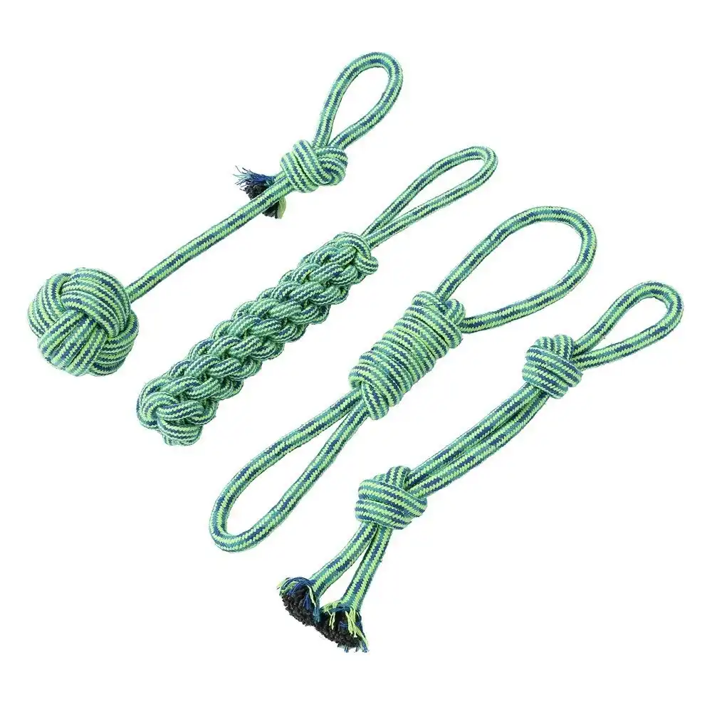 4x Paws & Claws 28cm Rope Tugger Toys Pet Dog Toy Interactive Chew Fun Play Game