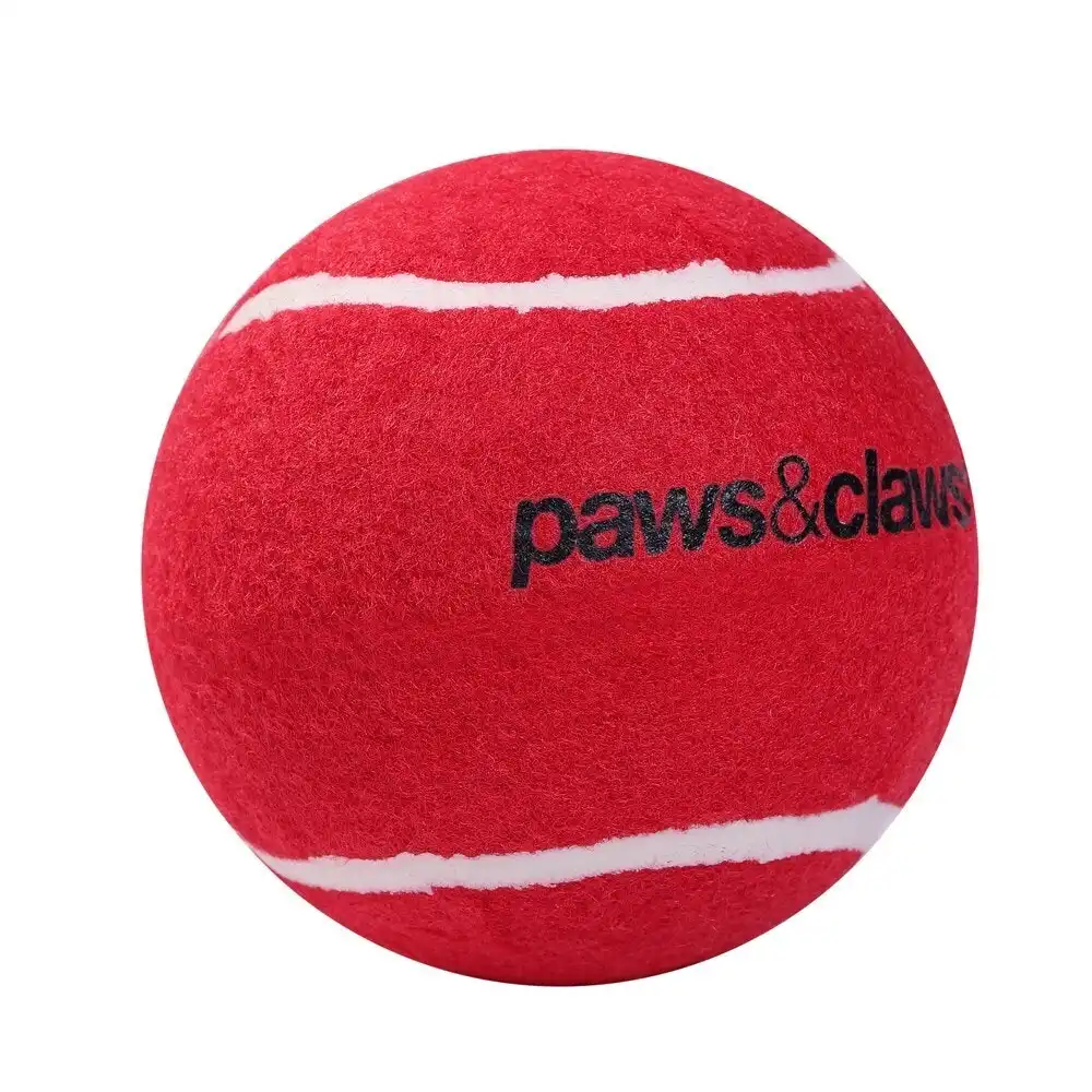 Paws & Claws Dog Toy Jumbo 10cm Tennis Solid Ball Pet Interactive Fun Assorted