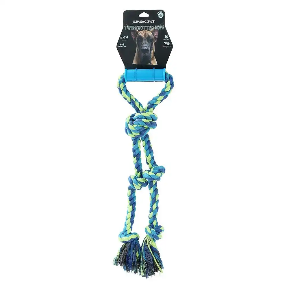 Paws & Claws 50cm Twin Knotted Rope Tugger Dog Toy Pet Chew Interactive w/Handle