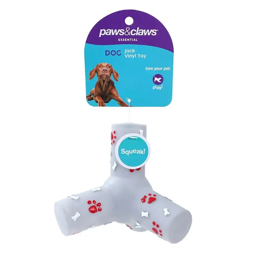 Paws & Claws 13cm Vinyl Squeaky Jack Dog Toy Interactive Fun w/ Squeaker Assort.