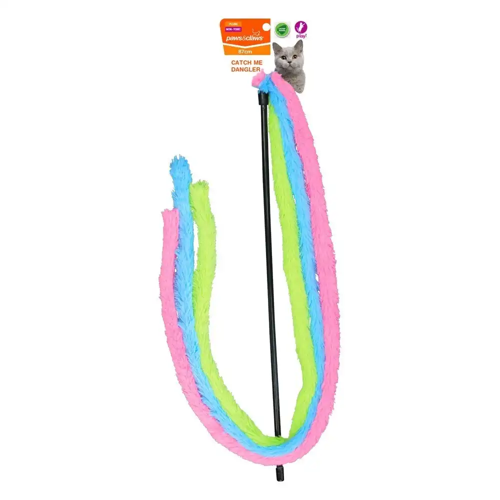 3x Paws & Claws Catch Me 87cm Dangler Stick Wand Pet Cat Catnip Interactive Toy