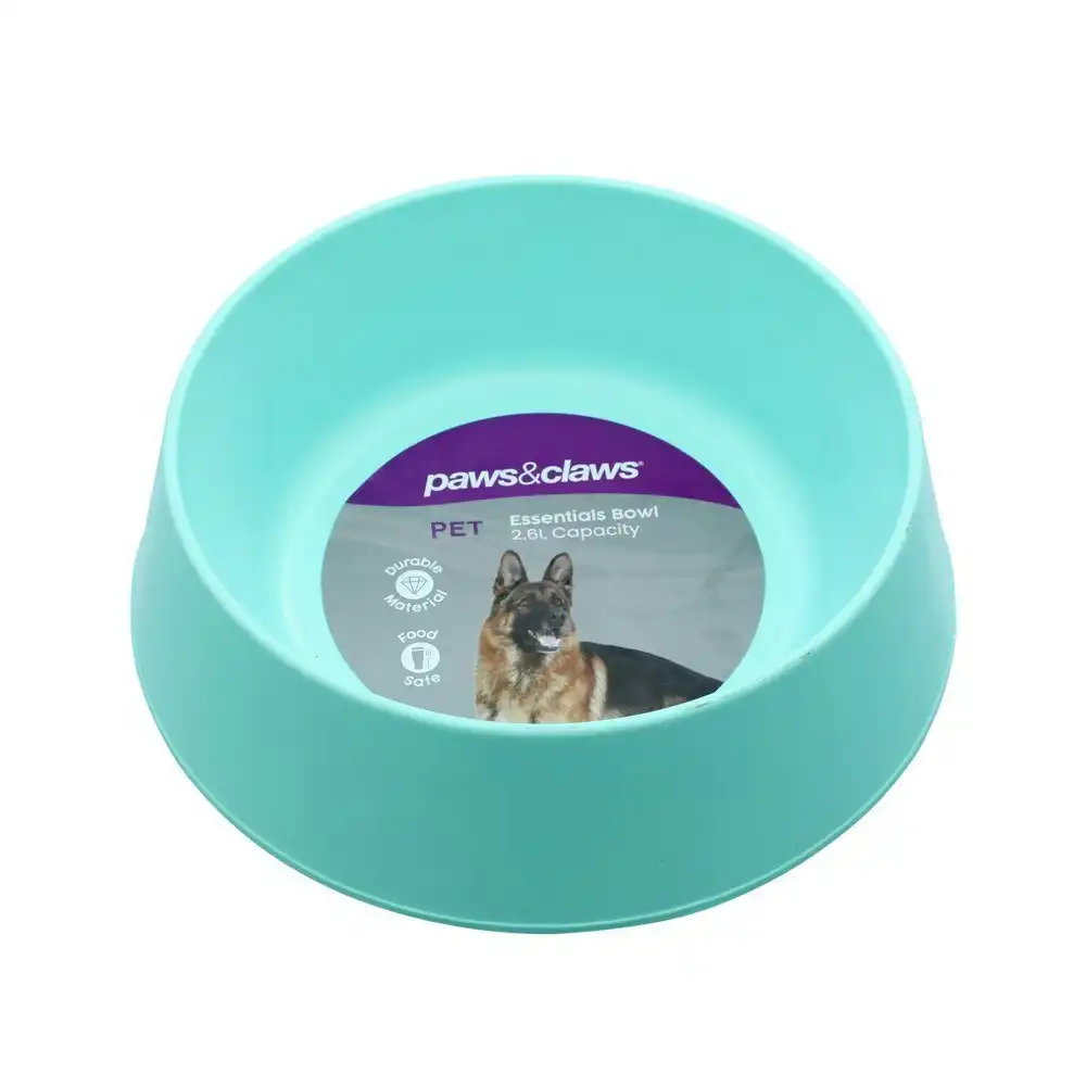 Paws & Claws Pet Essentials Dog Bowl 2.6L/24.5cm Round Water/Food Feeder Assort.