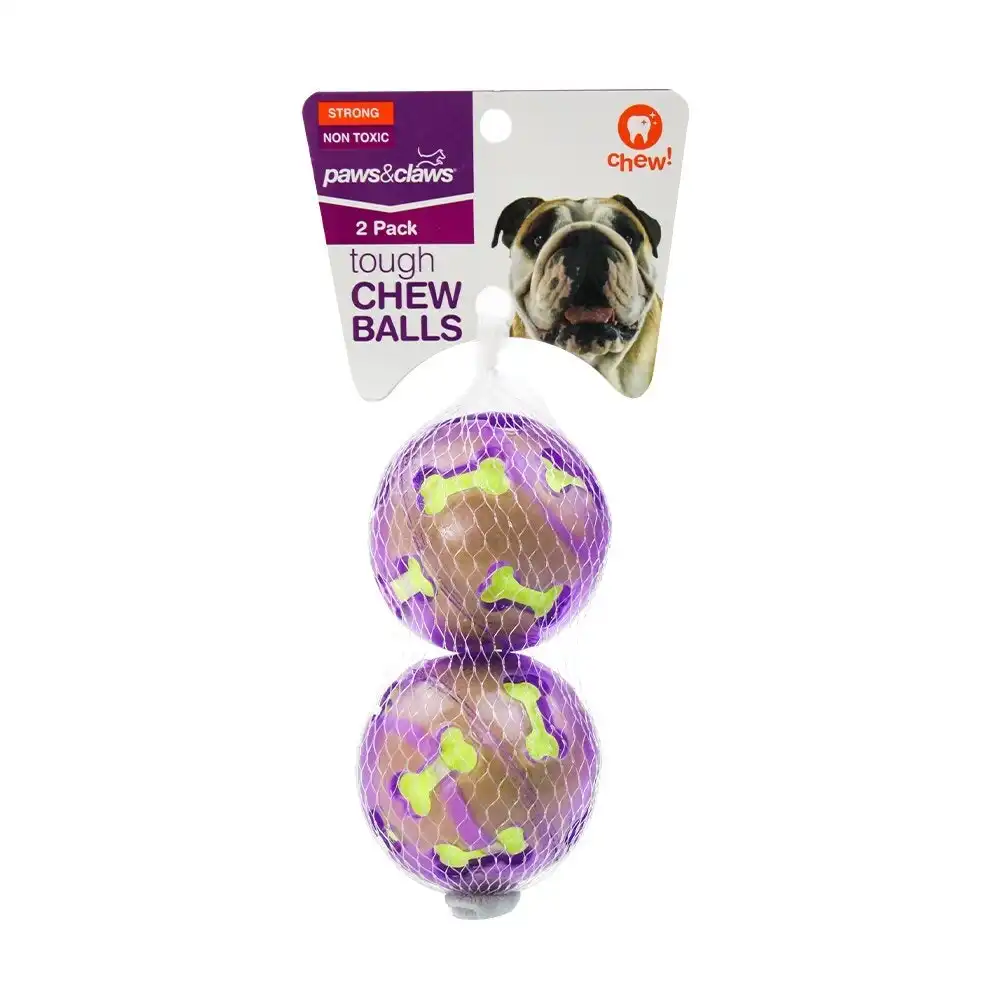 6PK Paws & Claws TPR 7cm Felt Ball Pet Dog/Puppy Tough Chew Balls Toy Assorted