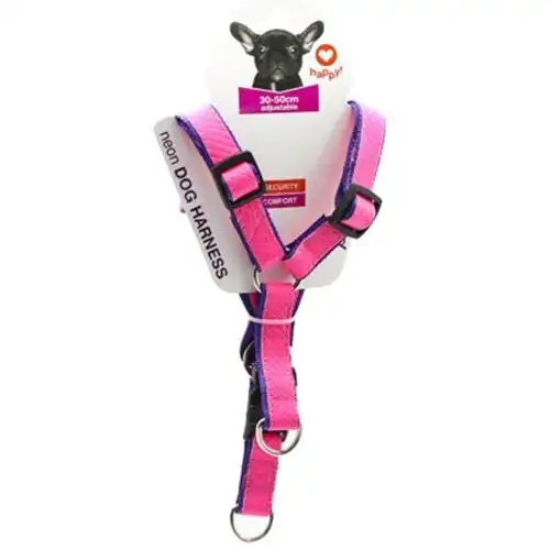 Paws & Claws Colourful Nylon Dog Harness 30-50cm Adjustable Safety Strap Assort.