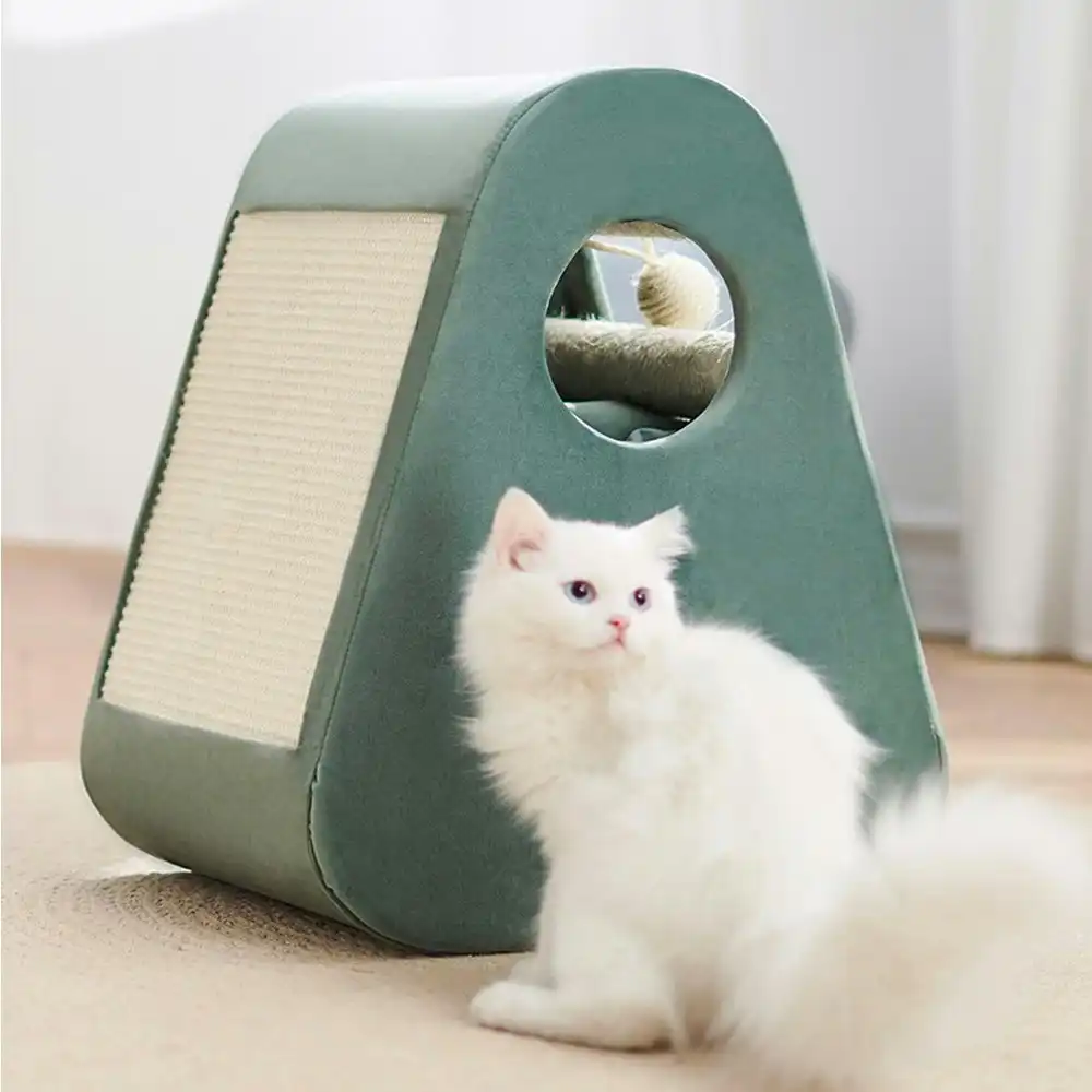 Petsbelle 62cm Wood Pet Cat Climbing/Scratching Pole Rest Playing Hub/Bed Green