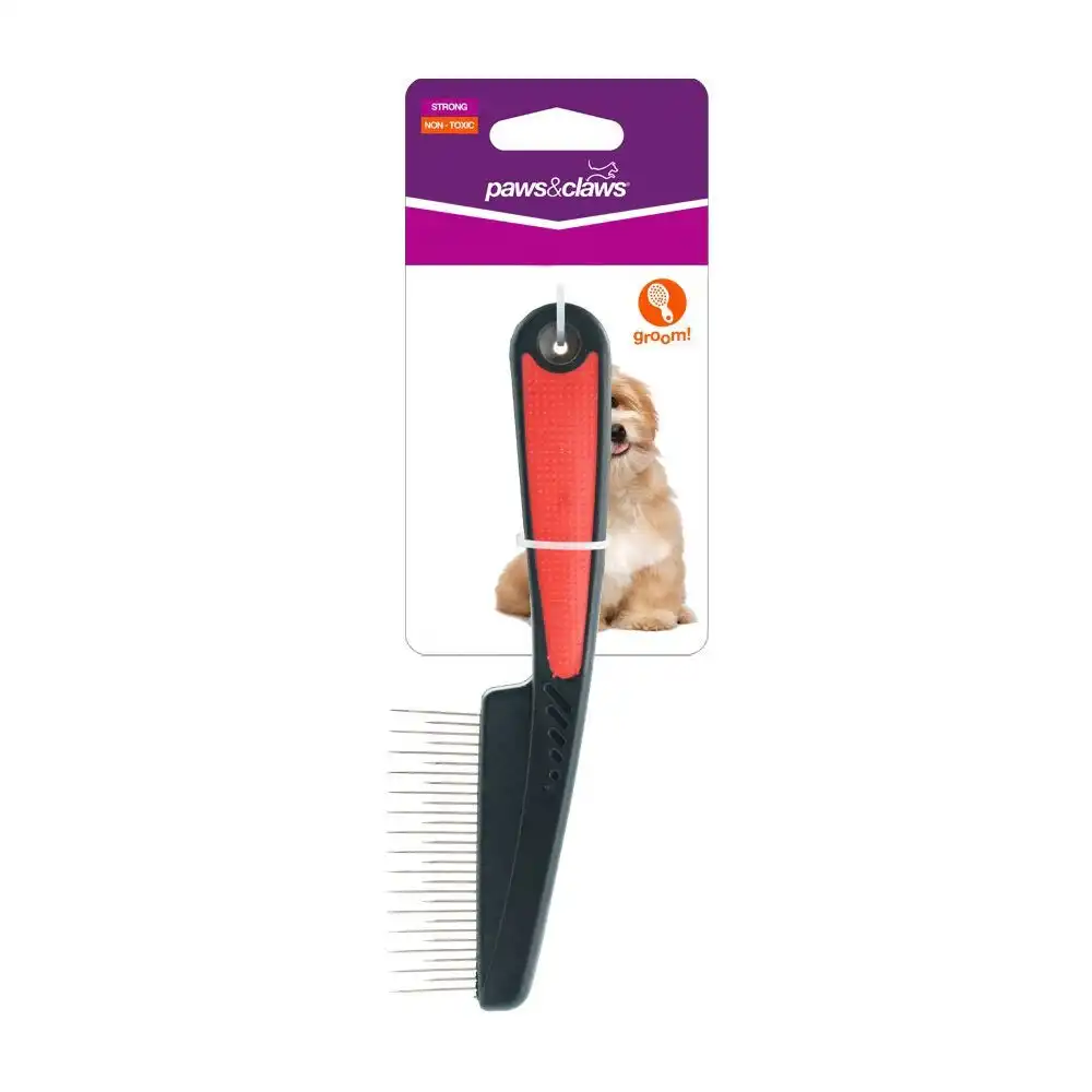 Paws & Claws 18cm Grooming Pet/Dog Comb Puppy Shedding Hair Remover Black/Red