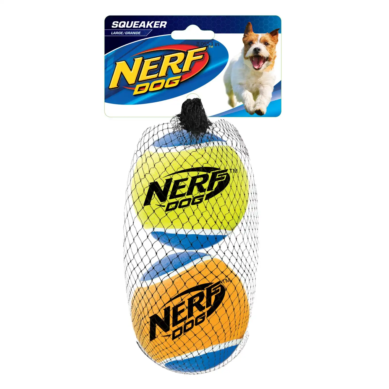 2x Nerf Dog 3" Squeak Tennis Balls Multi Use Squeak Play Fetch Throw Play Toy