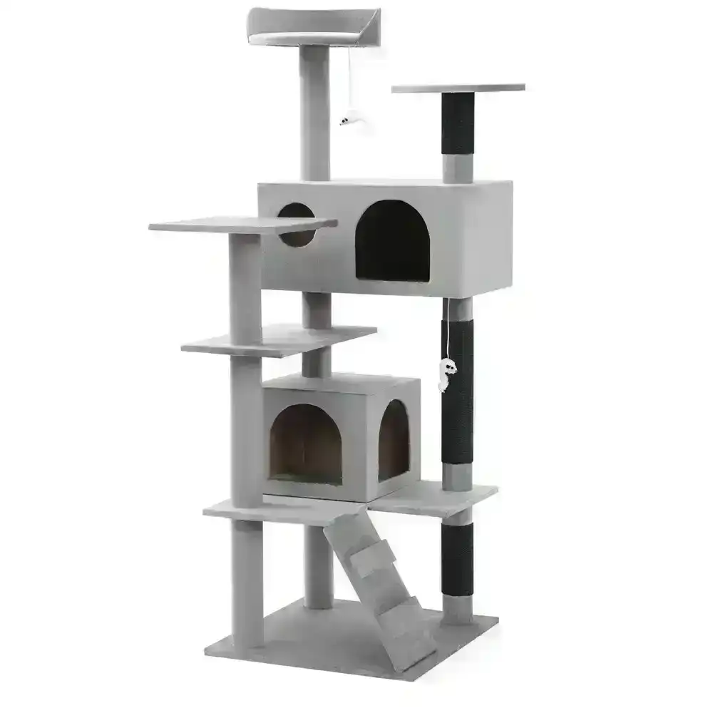 Paws & Claws Catsby 134cm Hamilton Cat House Scratch Post Tower Furniture SL/GRY