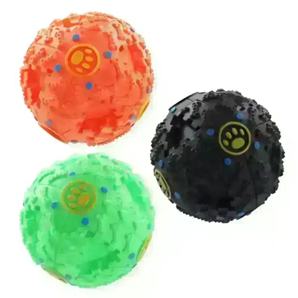 3x Paws & Claws 12cm Hide A Treat Giggle Ball Pet Dog Toy Interactive Fun Assort