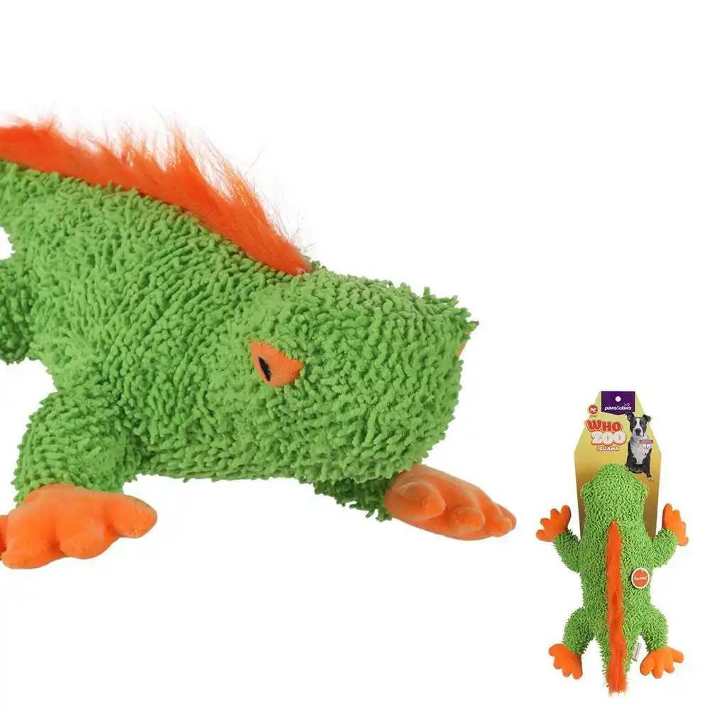 Paws And Claws 40cm Who Zoo Iguana Microfibre Plush/Soft Dog/Pet Toy w/ Squeaker