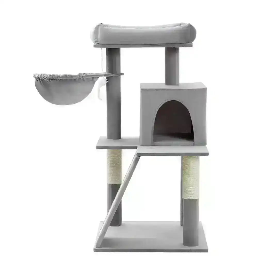 Paws & Claws Catsby 98cm Clifton Condo Cat Tree House Scratch Tower Post SLV/GRY