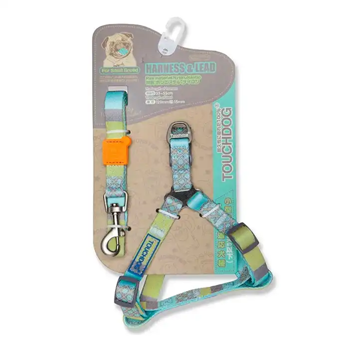 Touchdog 1.2m Trendy Designer Printed Pet Dog Leash/Harness/Collar/Rope Blue M