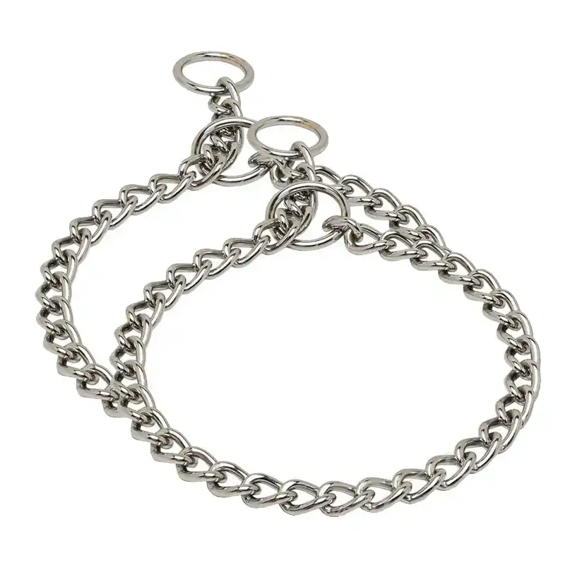 2x Royale 80cm Pet/Dog Strap  Silver Metal Chain Training Harness Collar