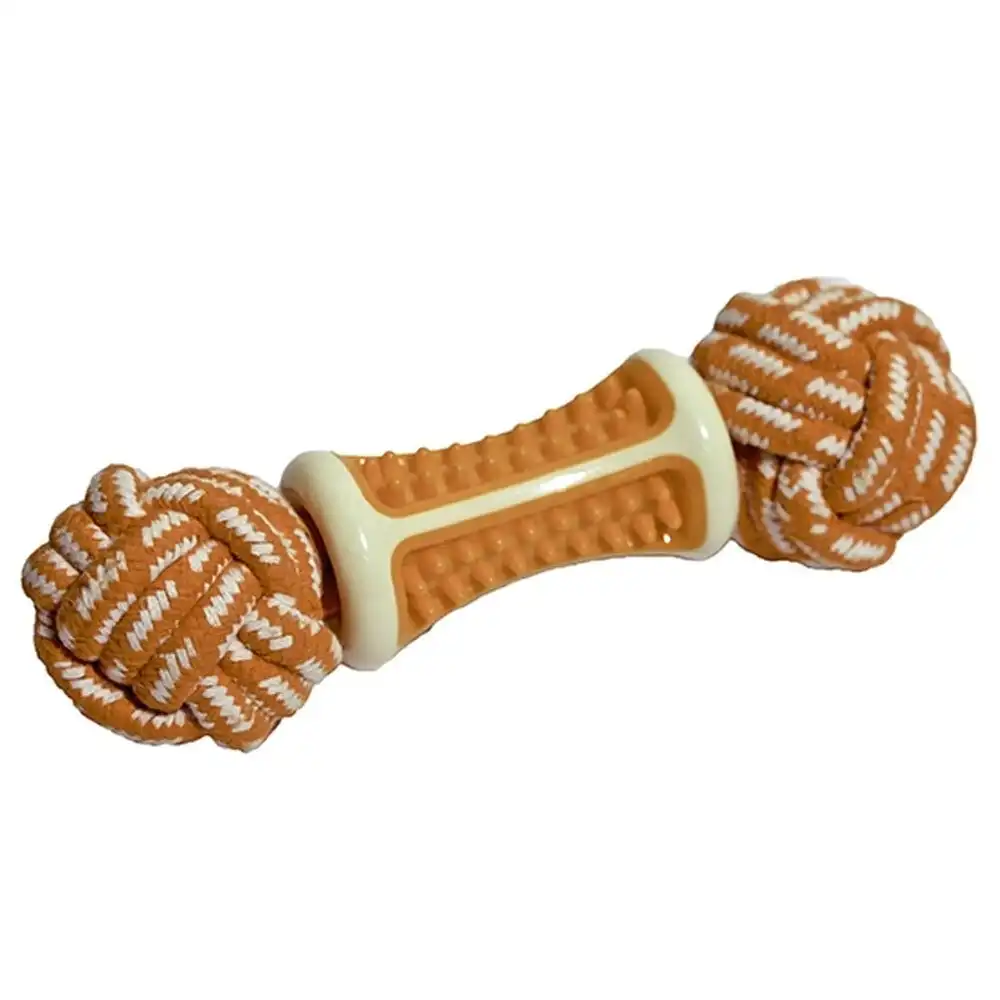 Rosewood Pet Dog 23cm Tough Twist Dental Rope Ball Toy Interactive Play Brown