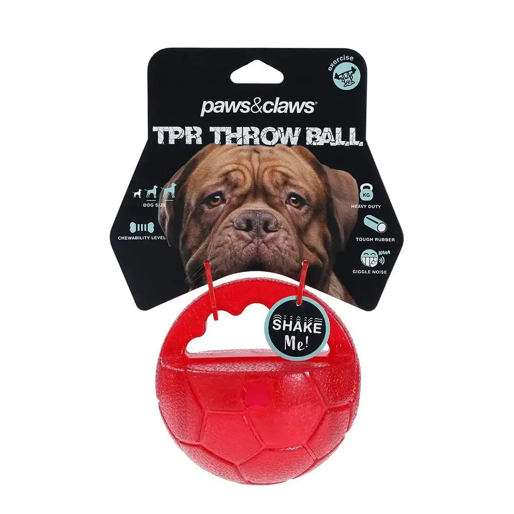 Paws & Claws Pet Dog 10cm TPR Rubber Giggle Throw Ball Training/Fetch Toy Red