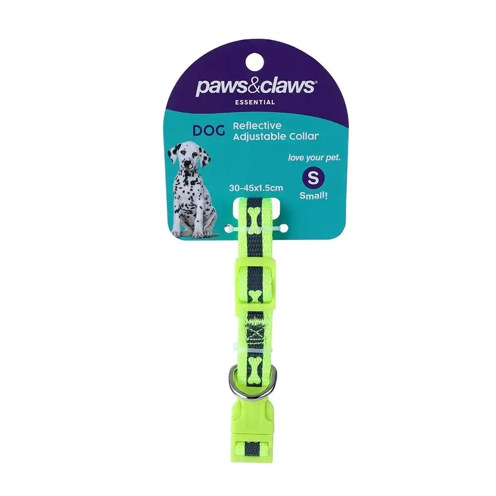 Paws & Claws Pet Dog Reflective 30-45cm Neck Collar w/ Bone Print Small Assorted