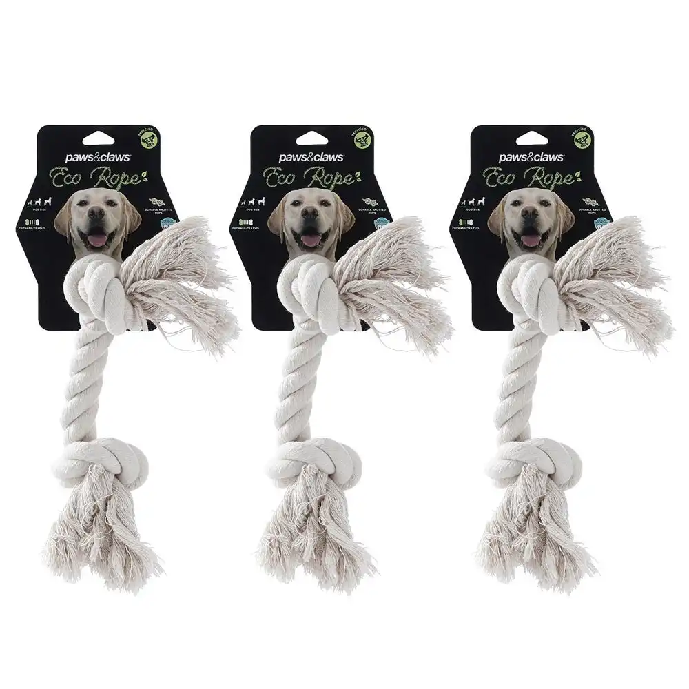 3PK Paws & Claws 30cm Eco Braided/Knotted Rope Pet/Dog Cotton Teeth/Chew Toy
