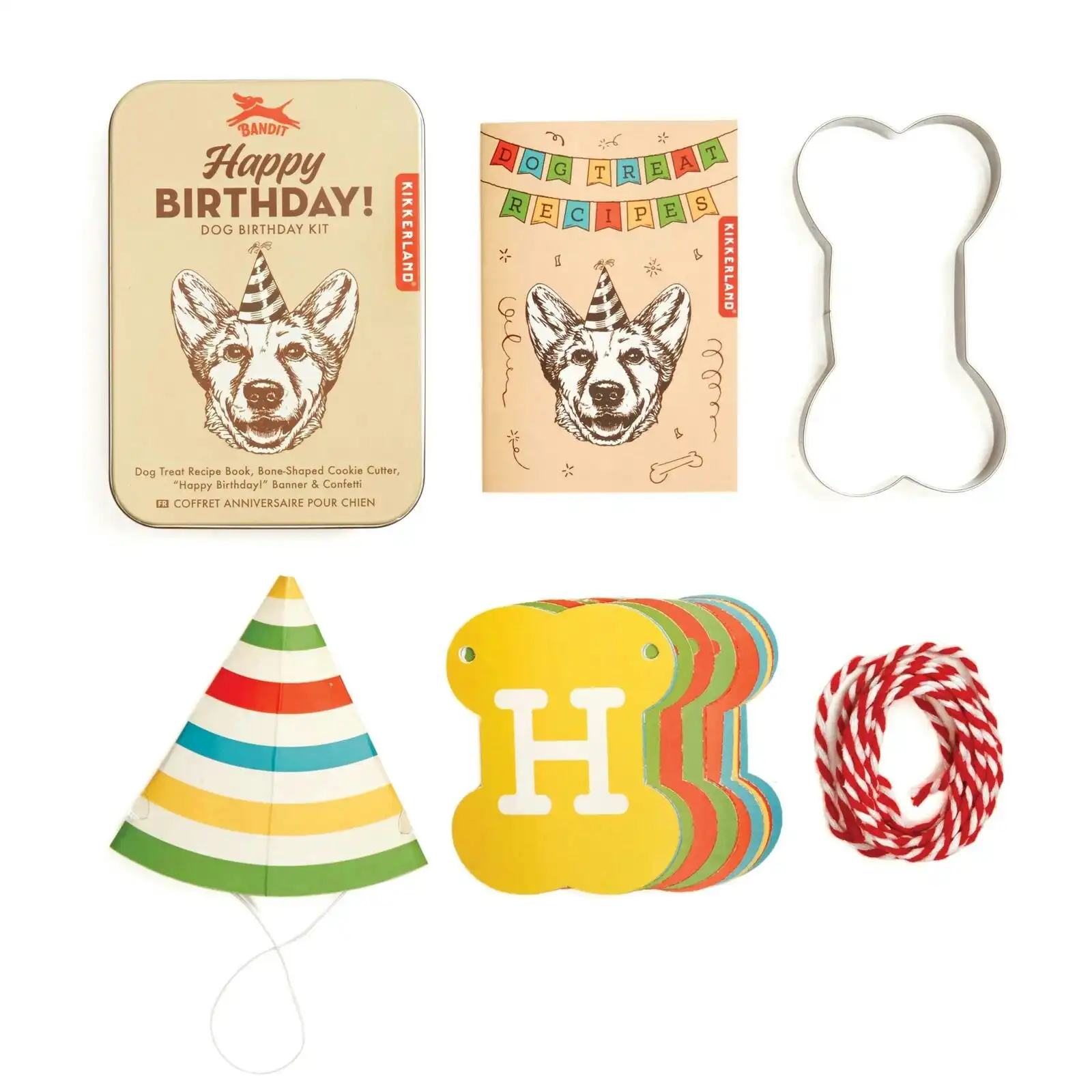 Kikkerland 10.3cm Kobe Dog Birthday/Celebration Kit Hat/Banner/Cookie Cutter Set