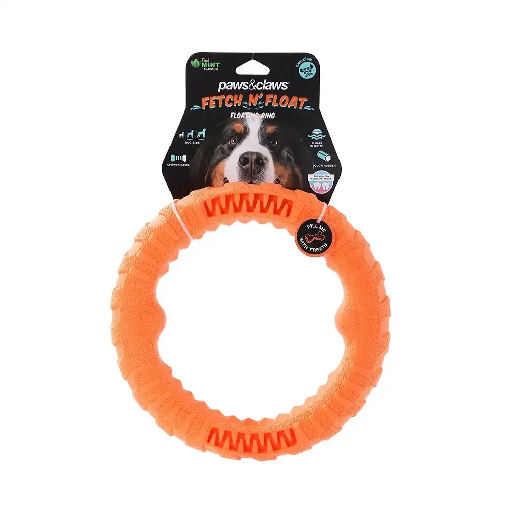 Paws & Claws 24cm Fetch N' Play Tugger/Bite/Chew Pet Dog Ring Play Toy Orange LG