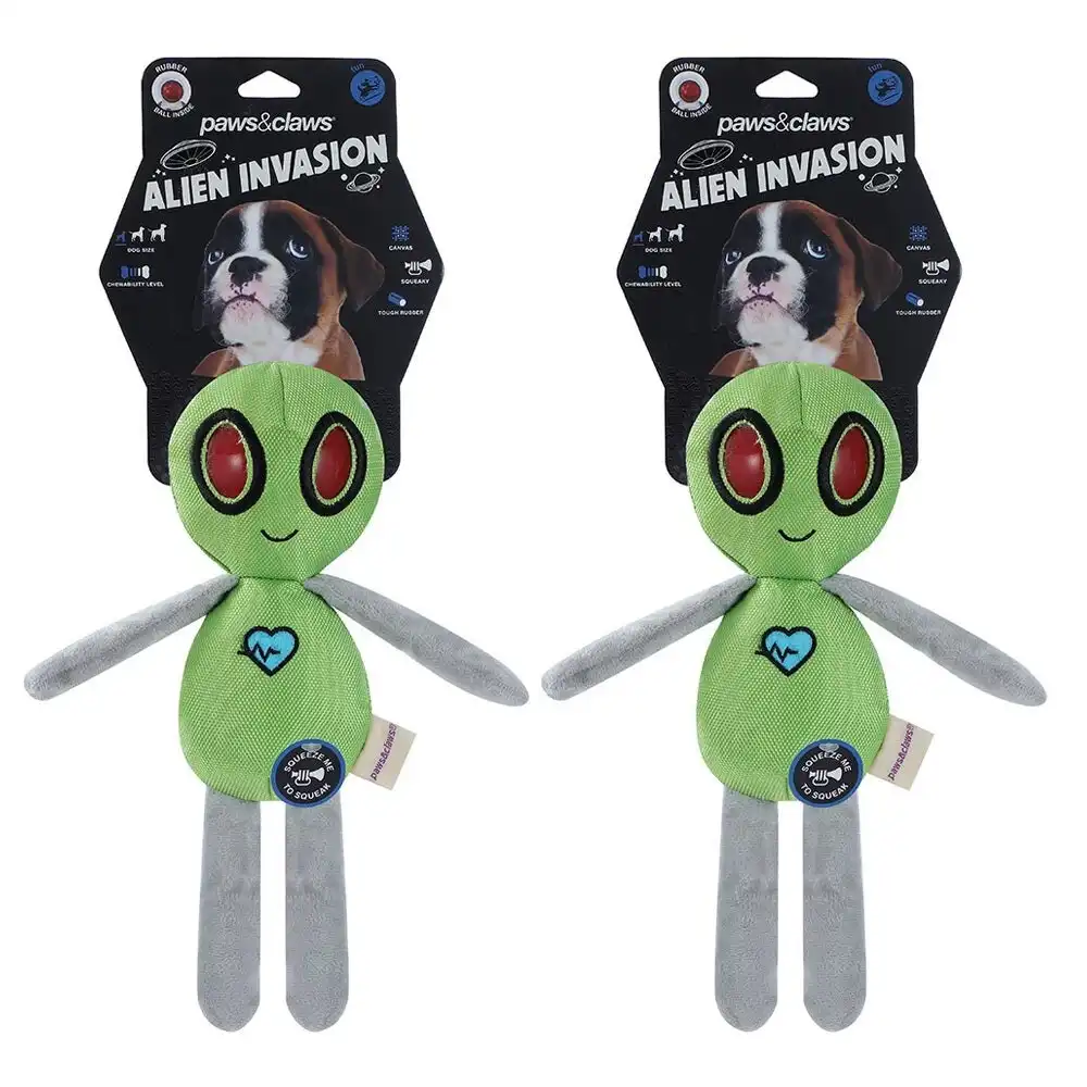 2PK Paws & Claws 30cm Alien Invasion Pet Dog/Cat Interactive Toy Alien Assort