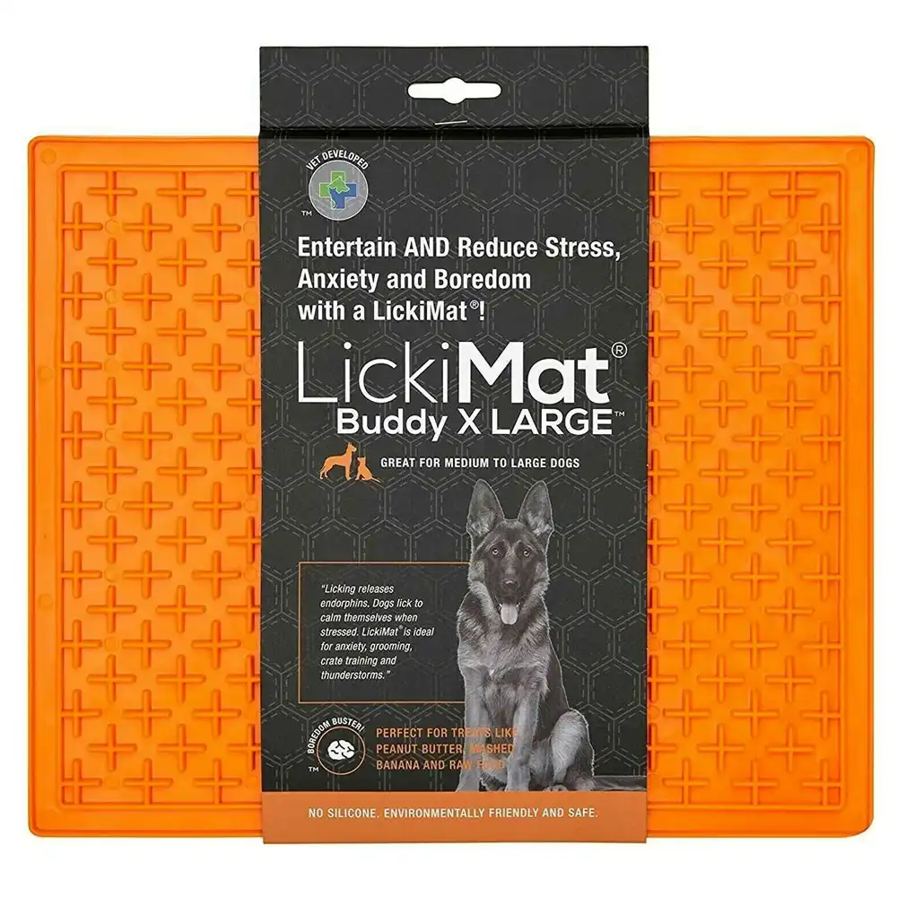 Lickimat Pet Dog XL Classic Buddy 20cm Feeding/Licking Mat Slow Feeder Orange